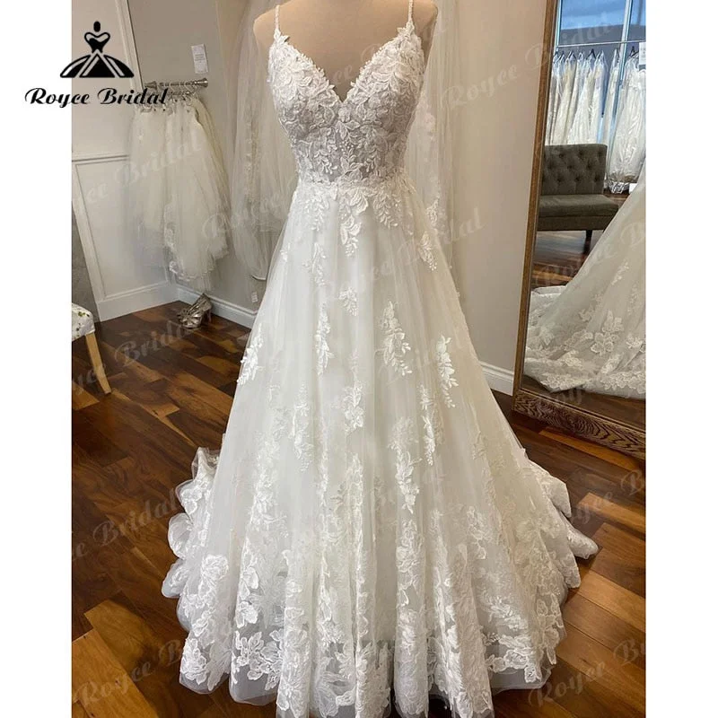 Bow-Tie DressRoycebridal Lace Appliques V Neck Spaghetti Straps Boho A Line Wedding Dress 2025 Vintage Beach Bridal Gowns Custom Made Vestidos De Fiesta Bow-Tie DressRoycebridal Lace Appliques V Neck Spaghetti Straps Boho A Line Wedding Dress 2025 Vintage Beach Bridal Gowns Custom Made Vestidos De Fiesta