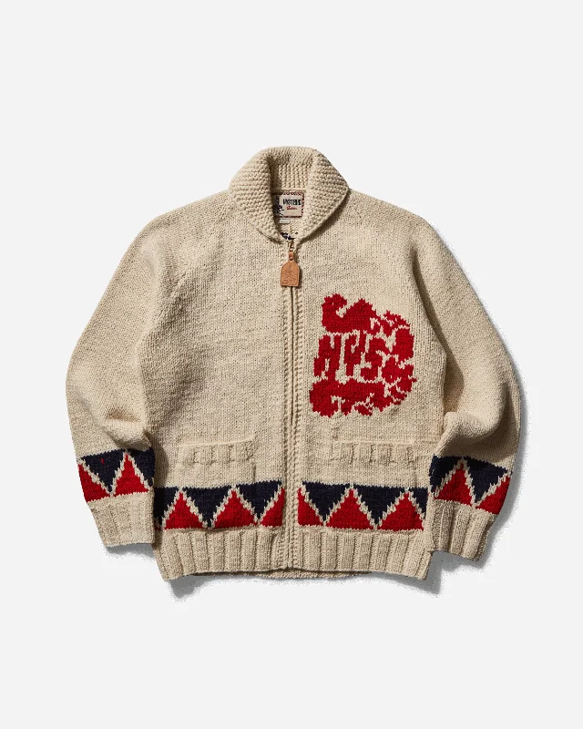 Men's Sweaters with Set-In SleevesMen's Multi Woman Zip Cardigan Dirty White