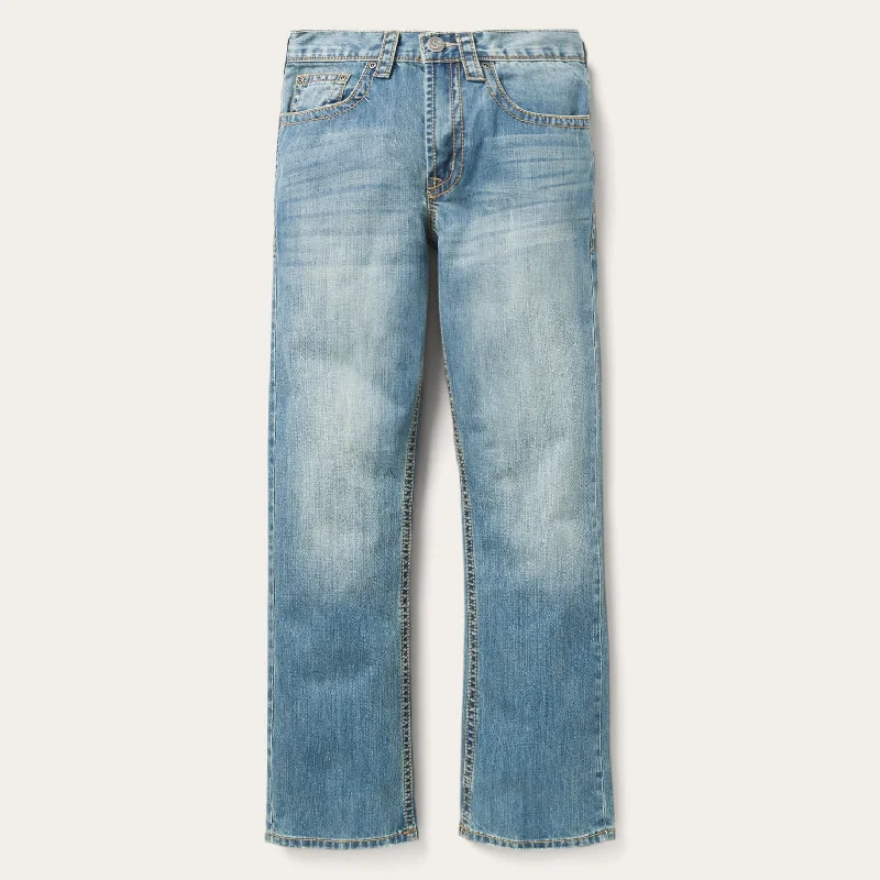 Vintage Men's Jeans1520 Fit Light Wash Jeans With Tacking