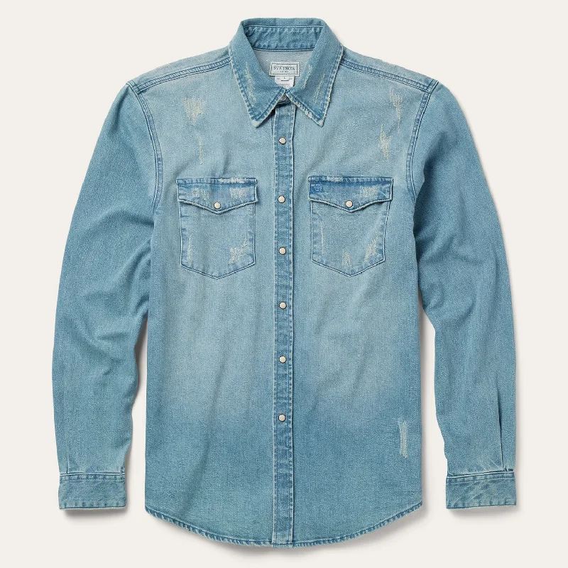 Affordable Designer Men's JeansDistressed Denim Western Shirt