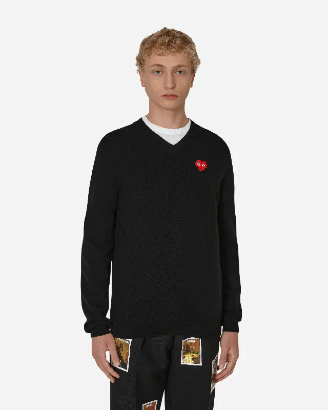 Men's Sweaters with Fair Isle PatternsInvader Heart V-Neck Sweater Black