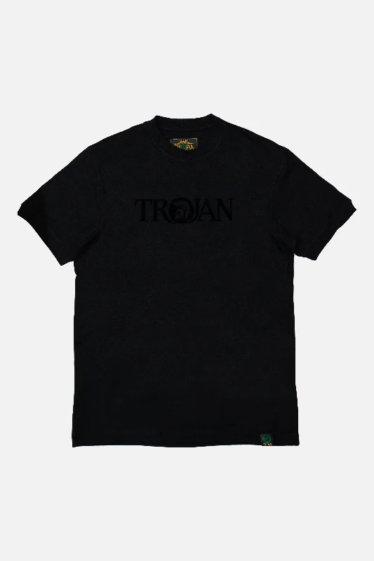 Men's Shirts with Wingtip CollarsTrojan Records - TR/8995 Black Self Flock Logo - T-Shirt Men's Shirts with Wingtip CollarsTrojan Records - TR/8995 Black Self Flock Logo - T-Shirt