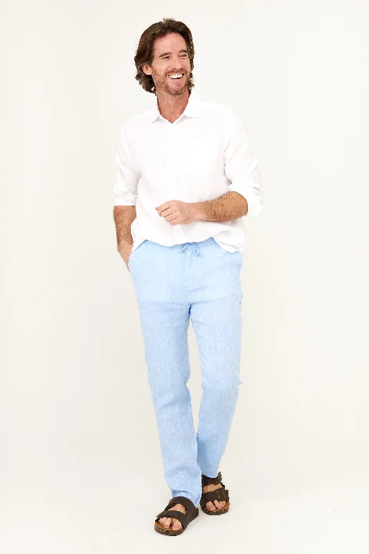 Men's Pants with Side PocketsCasual Linen Pant - Blue Chambray
