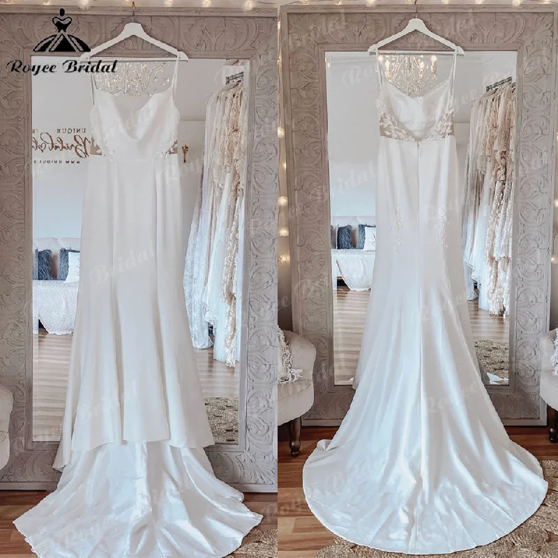 women's lightweight dressesSexy Mermaid Lace Backless Soft Satin Women Wedding Dress Spaghetti Straps 2025 Wedding Gowns for Bride robe soirée mariage women's lightweight dressesSexy Mermaid Lace Backless Soft Satin Women Wedding Dress Spaghetti Straps 2025 Wedding Gowns for Bride robe soirée mariage