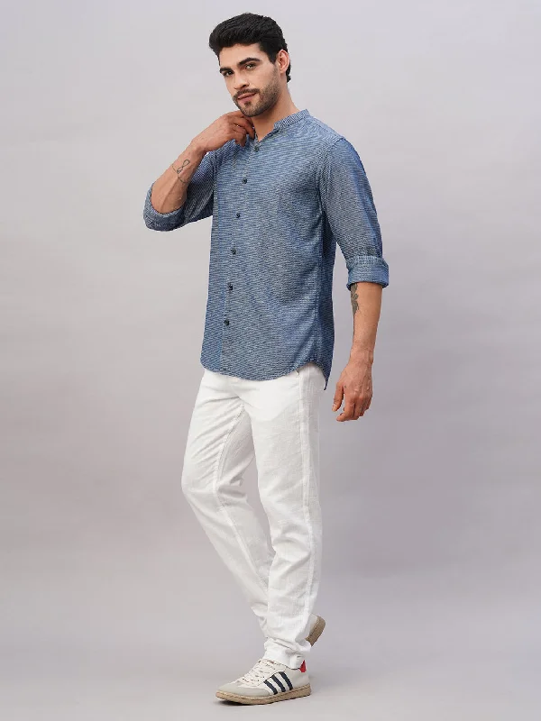 Men's Chino Shorts for Warm WeatherMen's Blue Cotton Regular Fit Shirt