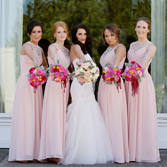 Cocktail DressBlush Pink Long Chiffon A Line Formal Cheap Wedding Party Bridesmaid Dresses, WG334 Cocktail DressBlush Pink Long Chiffon A Line Formal Cheap Wedding Party Bridesmaid Dresses, WG334