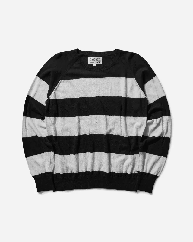 Men's Sweaters with Embroidered DesignsDamaged Stripe Jumper Black / White