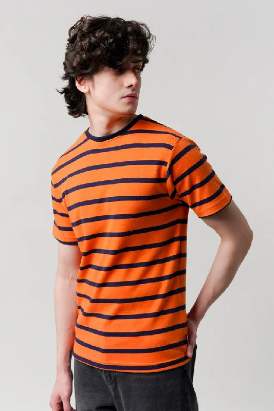 Men's Shirts with Wrinkle-Resistant FabricStriped T-Shirt - Orange