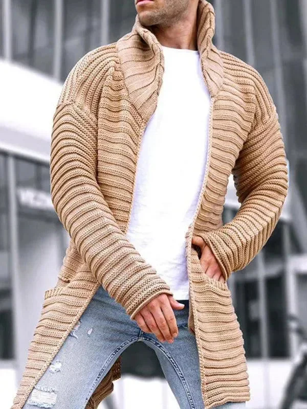 Men's Sweaters with Intarsia DesignsLong Turtleneck Men Cardigan Sweater
