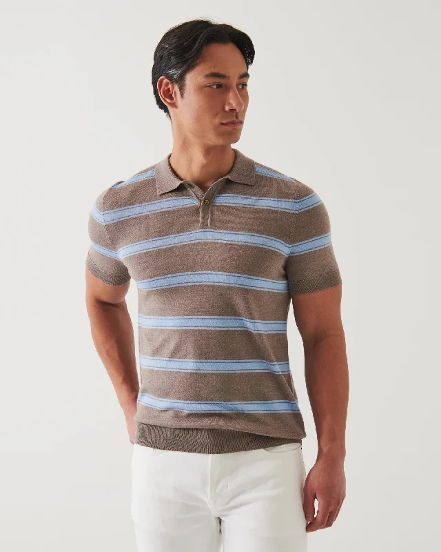 Men's Shirts with Rounded HemlinesShort Sleeve Stripe Polo