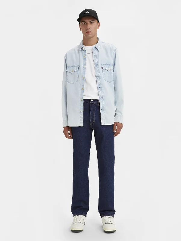 Dark Wash Men's JeansMen's 501 Regular Fit Button Fly Jeans