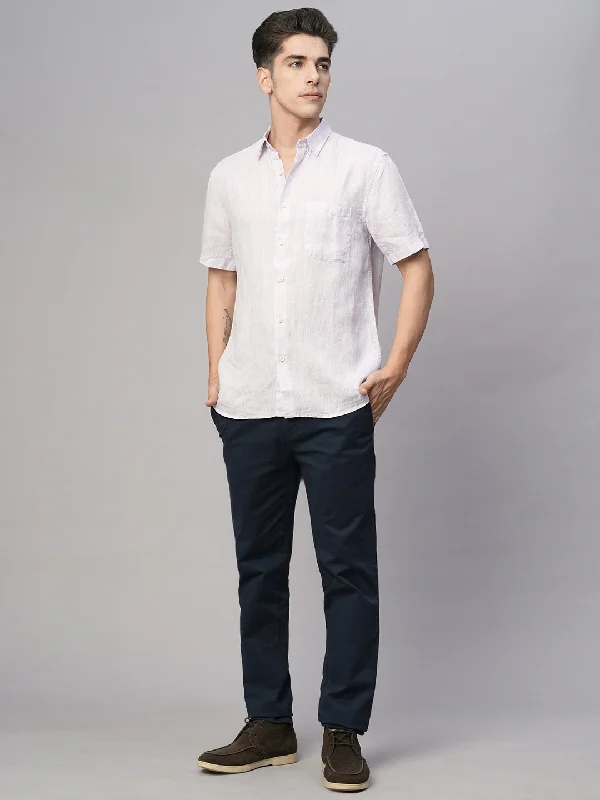 Men's Pants with Side PocketsMen's Lilac 100% Linen Regular Fit Shirt