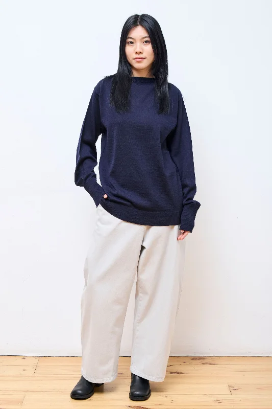 Men's Sweaters with Pockets and ZippersMarine Crewneck Navy Blue