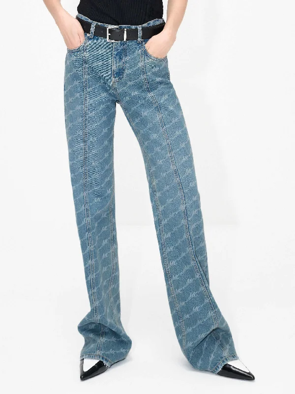 Men's Jeans with Functional PocketsSeam Details Monogram Jeans