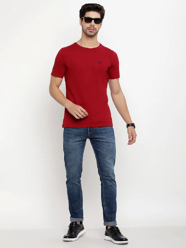 Men's Shirts with Embellished SleevesJUMP USA Unisex Solid Round Neck Cotton T-shirt Men's Shirts with Embellished SleevesJUMP USA Unisex Solid Round Neck Cotton T-shirt