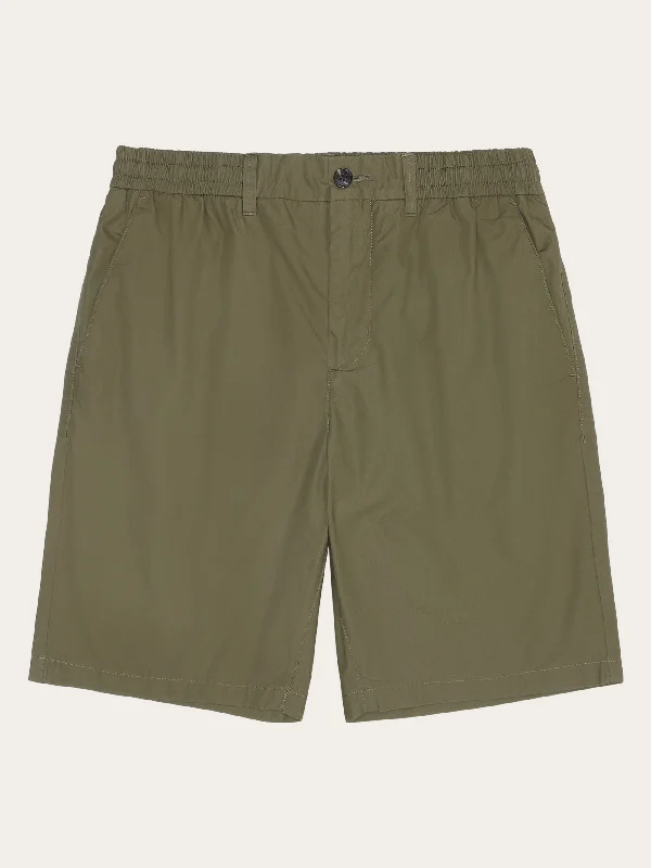 Men's Dress Pants for Special EventsFIG loose poplin elastic waist string shorts - GOTS/Vegan - Burned Olive