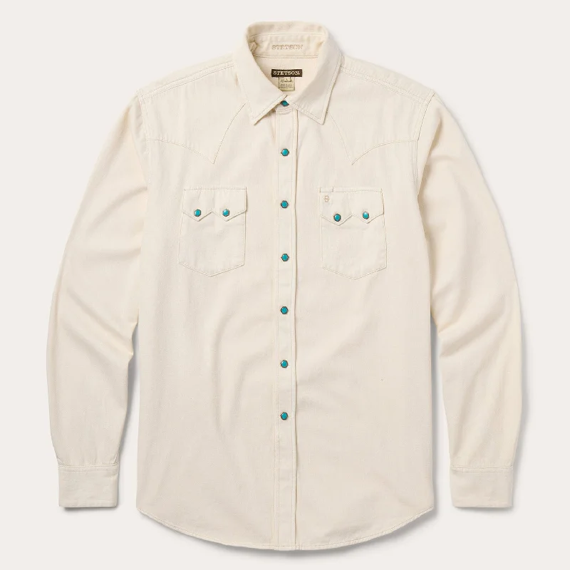 Men's Skinny JeansTurquoise Snap Western Denim Shirt
