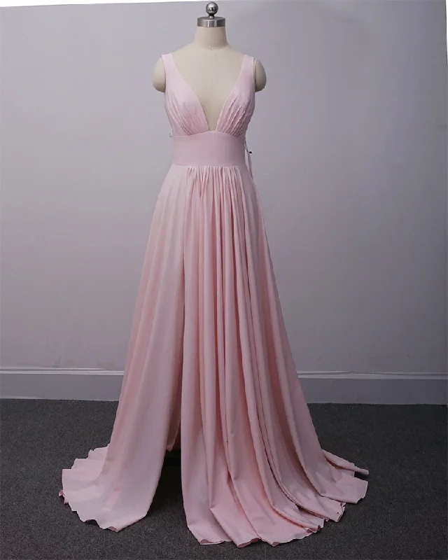 women's neon dressesIce Pink Sexy V Neck Bridesmaid Dress for Wedding with Straps PL332 women's neon dressesIce Pink Sexy V Neck Bridesmaid Dress for Wedding with Straps PL332