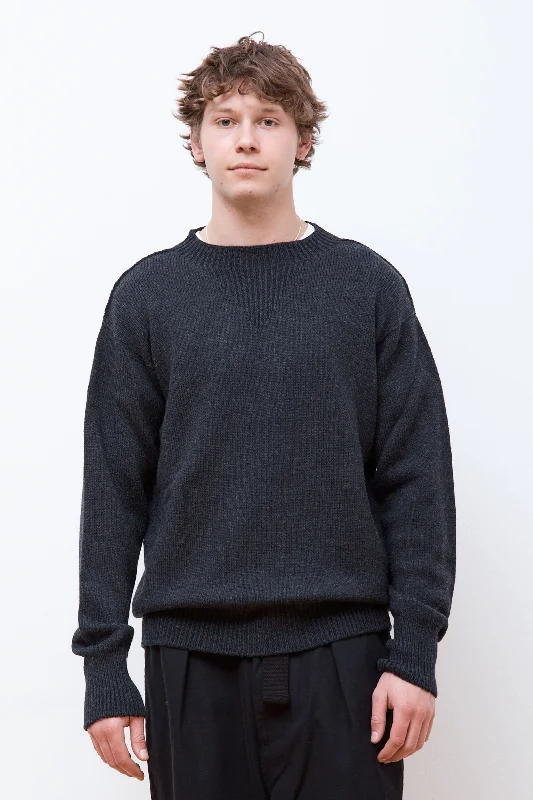 Solid-Colored Men's SweatersKnitted Sweatshirt Charcoal