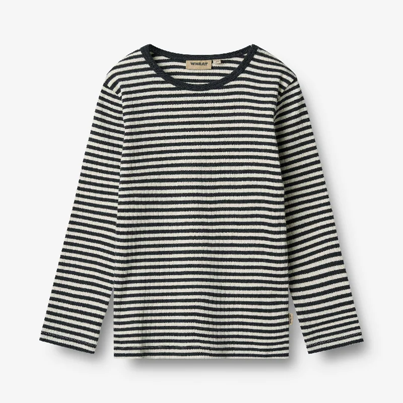 Striped Men's TopsT-shirt L/S Stig - navy rib stripe