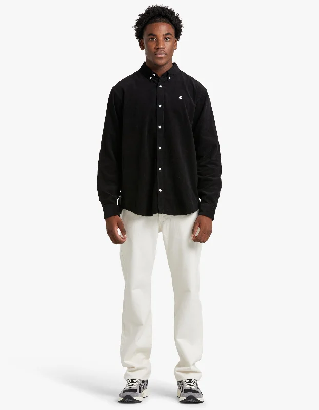Men's Pants with Shallow PocketsL/S Madison Fine Cord Shirt - Black/White