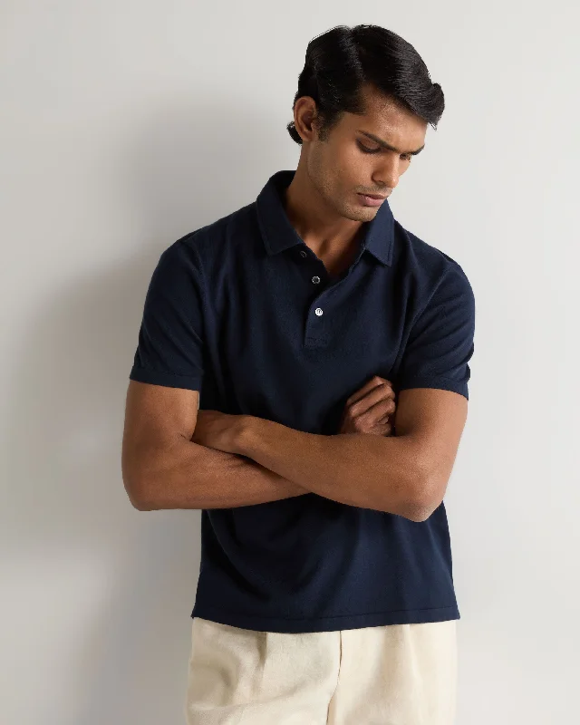 Men's Shirts with Adjustable HemlinesMen's Hove Cotton Polo Navy Blue