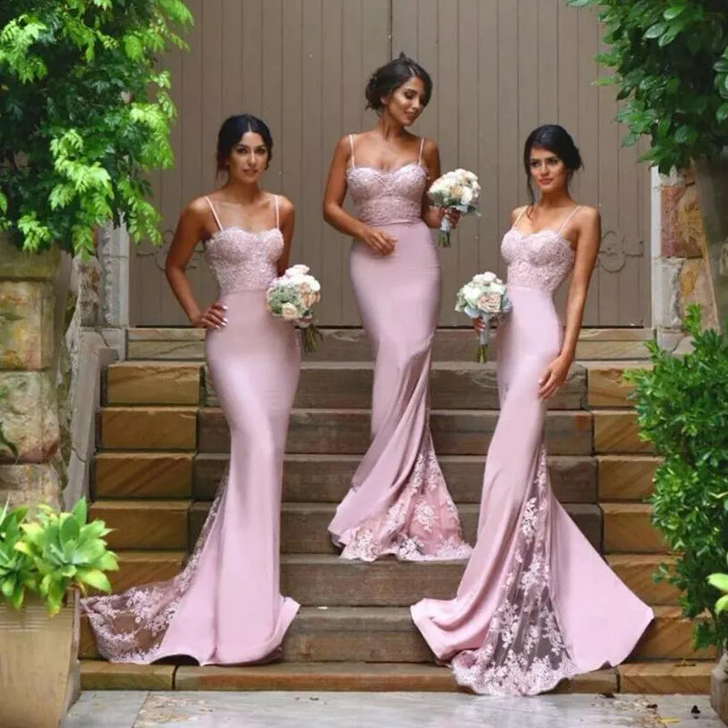 Cut-Out DressChic Pink Lace Bridesmaid Dresses Long Mermaid Spaghetti Straps Backless Maid of the Honor Wedding Party Dresses Custom Made LP623 Cut-Out DressChic Pink Lace Bridesmaid Dresses Long Mermaid Spaghetti Straps Backless Maid of the Honor Wedding Party Dresses Custom Made LP623