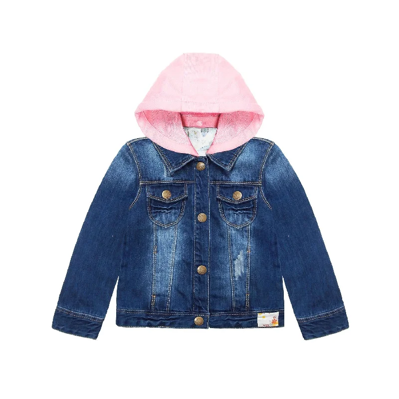 Designer Skinny Men's JeansGirls Pink Hooded Jacket Back Embroidered Denim Outfits