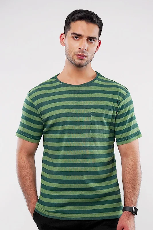Men's Shirts with Patch PocketsStriped Pocket T-Shirt - Green