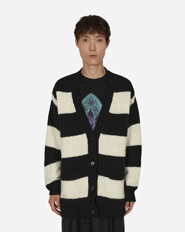 Fitted Men's Slim-Fit SweatersStriped Cardigan Black
