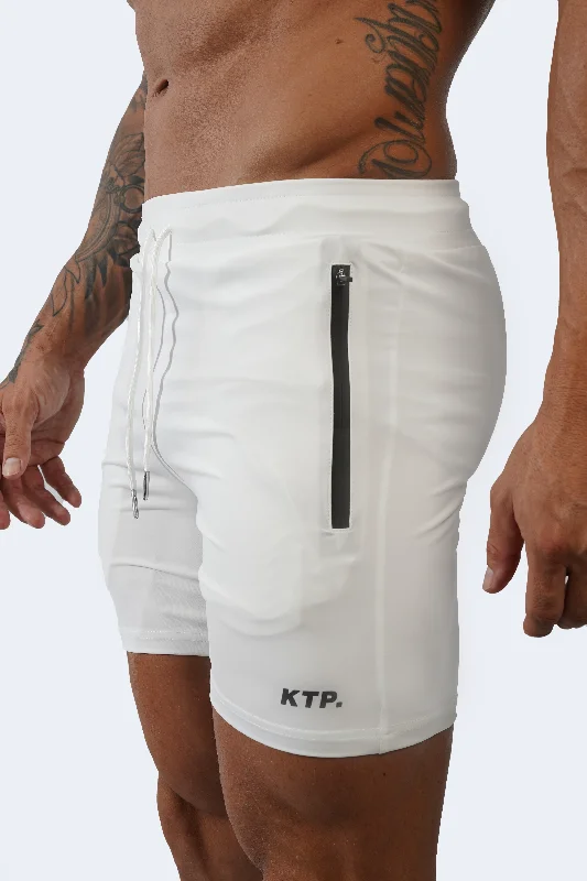 Men's Pants with Adjustable WaistbandsHYBRID SHORTS - WHITE