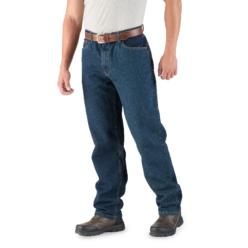 Leather Patch Embellished Men's JeansHeritage Relaxed Fit Straight Leg Jean