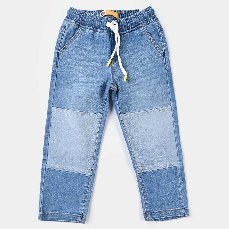 Modern Ripped and Distressed Men's JeansBoys Denim Pant Knee Patch-Blue