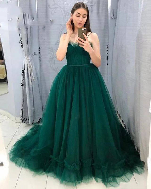 Flowy DressGorgeous Ball Gown Tulle Emerald Green Prom Evening Dress ,Women Formal Dress Wedding Party Goowns PL0725 Flowy DressGorgeous Ball Gown Tulle Emerald Green Prom Evening Dress ,Women Formal Dress Wedding Party Goowns PL0725
