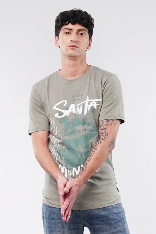Striped Men's TopsPrinted Graphic Tee - Sage Green