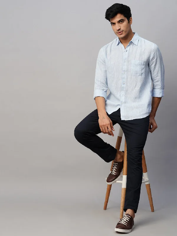 Men's Zippered Pants for SecurityMen's 100% Linen Sky Blue Regular Fit Long Sleeved Shirt Men's Zippered Pants for SecurityMen's 100% Linen Sky Blue Regular Fit Long Sleeved Shirt