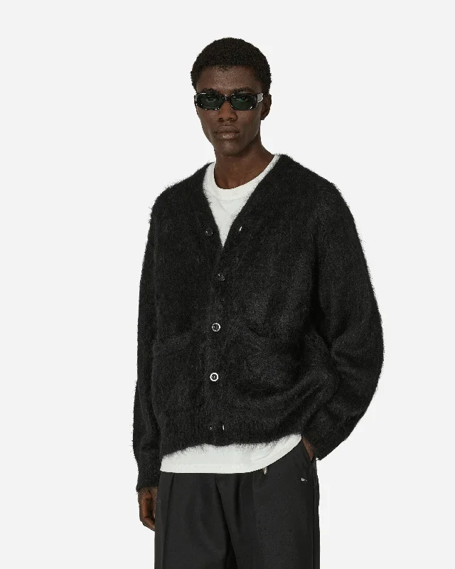 Men's Sweaters with Straight-Cut ShapesGonz Mohair Knit Cardigan Black