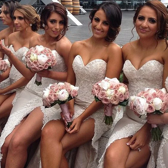 Wedding DressCharming Sweet Heart Lace Side Slit Pretty Long Wedding Bridesmaid Dresses, WG335 Wedding DressCharming Sweet Heart Lace Side Slit Pretty Long Wedding Bridesmaid Dresses, WG335