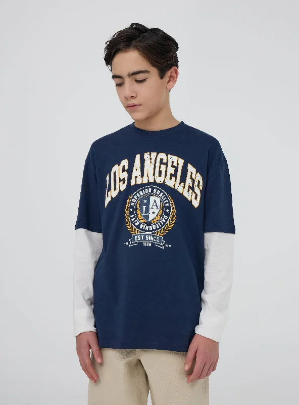 Men's Shirts with Antimicrobial TreatmentKids Boys Long-sleeved T-shirt