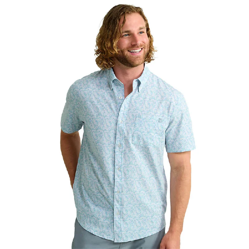 Men's Pants with Slant PocketsHuk Kona Print Short Sleeve Sport Shirt - Harbor Mist