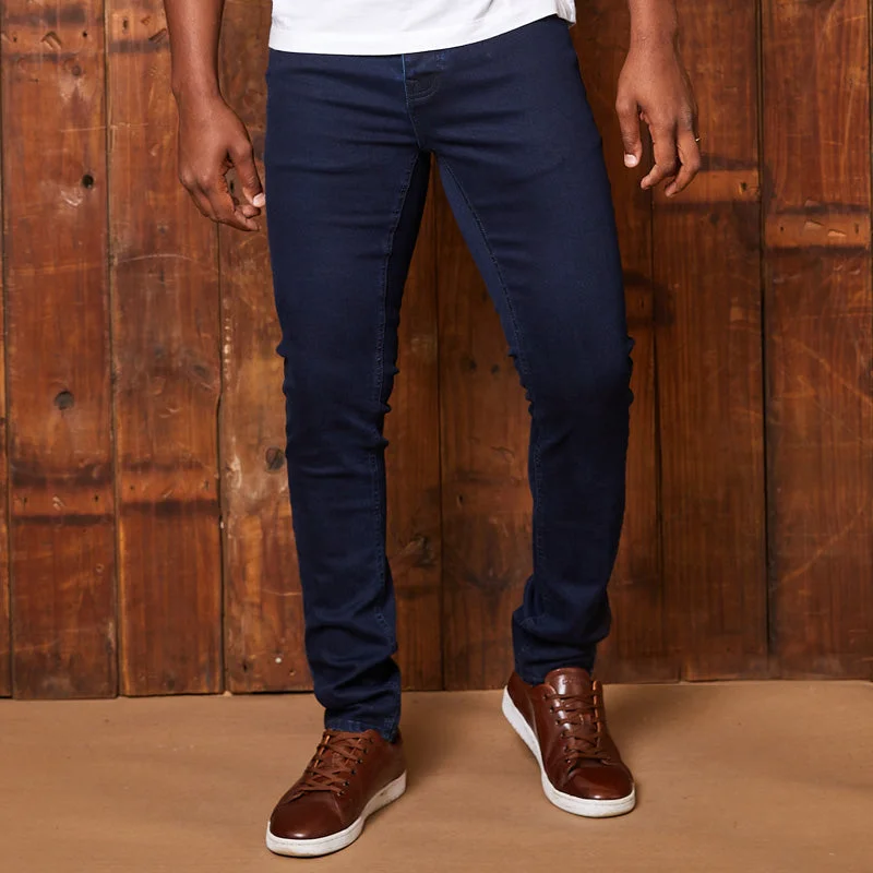 Jeans for Men with Skinny LegsOkavango Super Slim Denim Solid Ink