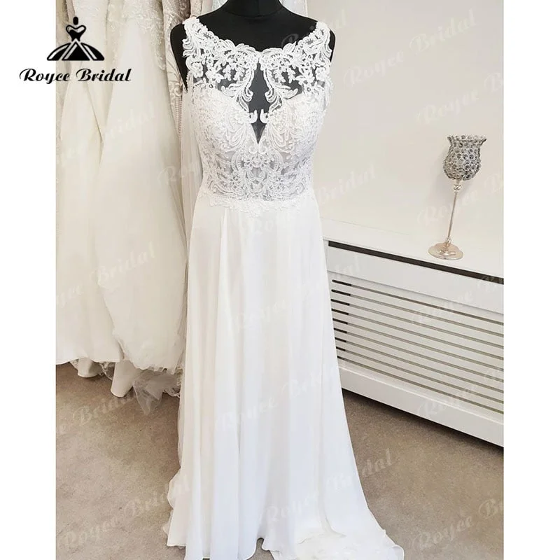 women's empire-line dressesRoycebridal A Line Scoop Neck Lace Wedding Dress Beach Appliques Chiffon Boho 2025 Backlesss Sexy Bridal Wedding Dresses Summer Elegant women's empire-line dressesRoycebridal A Line Scoop Neck Lace Wedding Dress Beach Appliques Chiffon Boho 2025 Backlesss Sexy Bridal Wedding Dresses Summer Elegant