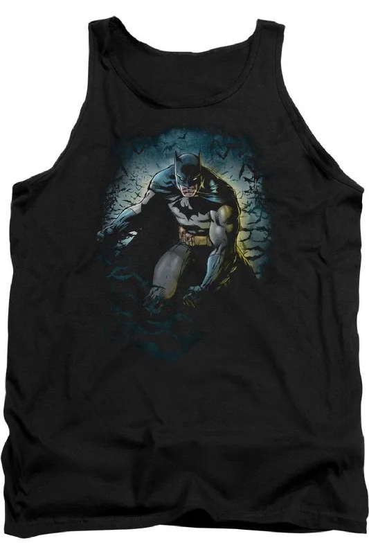 Men's Shirts with Asymmetrical HemlinesBatman Bat Cave Adult Tank Top