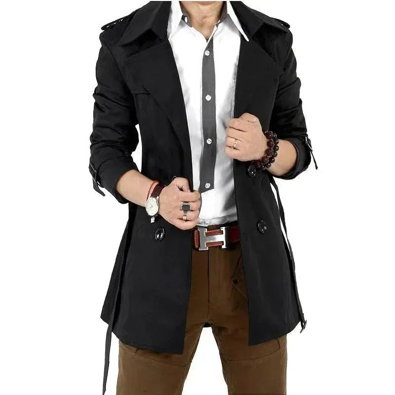 Warm Men's Down JacketsSlim Fit Double-Breasted Men's Trench Coat