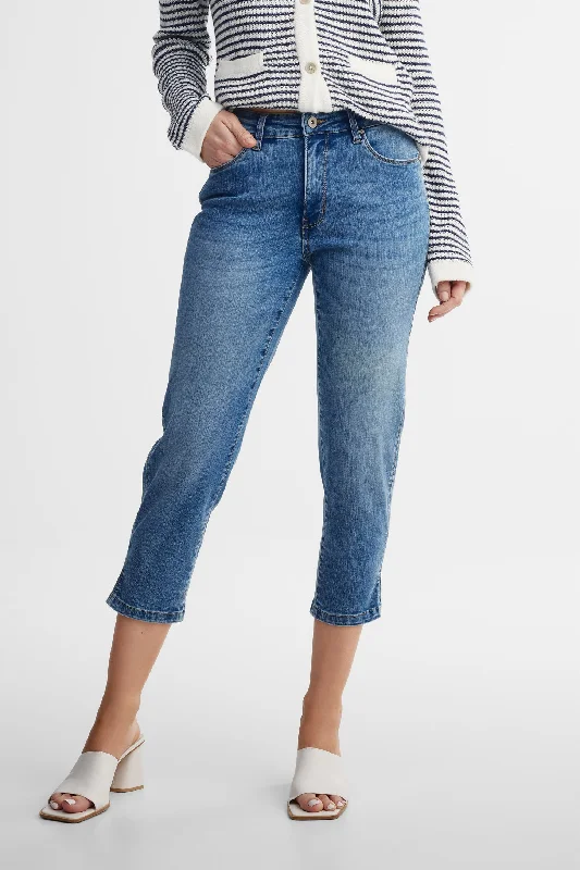 Men's Jeans with Elastic WaistbandsCapri ajusté en jeans avec panneau de soutien - Femme