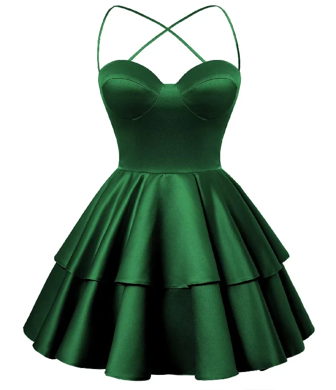 Neon DressEmerald Green Satin Homecoming Dress Sweetheart Neck Tiered Short Graduation Dresses Neon DressEmerald Green Satin Homecoming Dress Sweetheart Neck Tiered Short Graduation Dresses