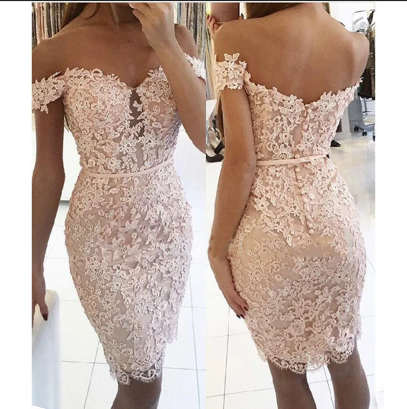 Formal DressLace Short Bridesmaid Dresses Off the Shoulder Beaded Sexy Appliques Wedding Party Gown,220050 Formal DressLace Short Bridesmaid Dresses Off the Shoulder Beaded Sexy Appliques Wedding Party Gown,220050