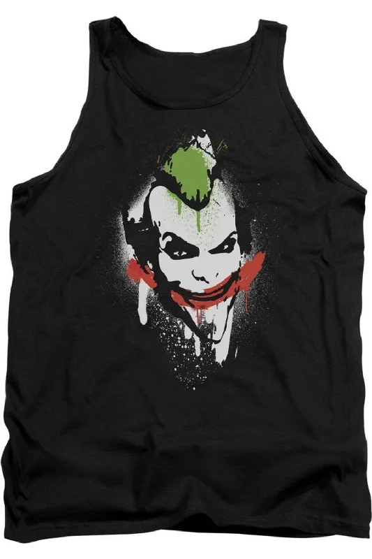 Stylish Men's HenleysBatman Arkham City Spraypaint Smile Adult Tank Top