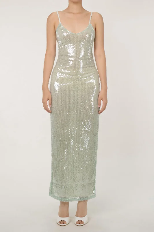 Bridesmaid DressSparkly Scoop Neck Cutout Spaghetti Strap Split Sequin Evening Maxi Dress Bridesmaid DressSparkly Scoop Neck Cutout Spaghetti Strap Split Sequin Evening Maxi Dress