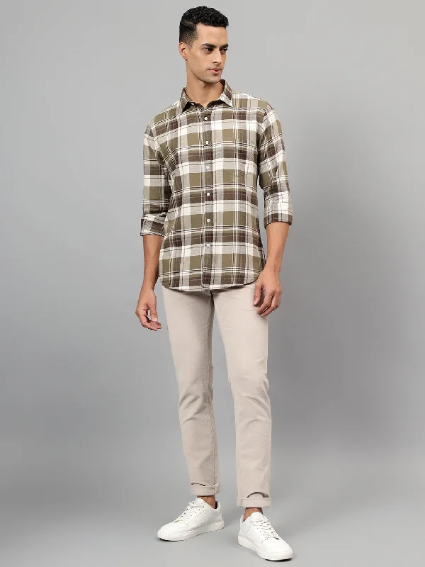 Men's Low-Waisted Pants for a Casual VibeMen's Khaki Checked Casual Full Sleeves Shirt Men's Low-Waisted Pants for a Casual VibeMen's Khaki Checked Casual Full Sleeves Shirt
